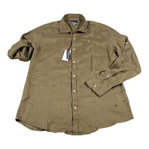 Marco Polo Shirt Mens XXL 2XL Linen Green Roll Tab  Mediterranean Travel Resort